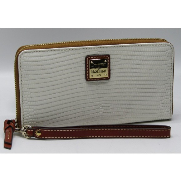 DOONEY & BOURKE White Lizard Embossed Leather Zip Wristlet Wallet - NEW - Picture 4 of 11